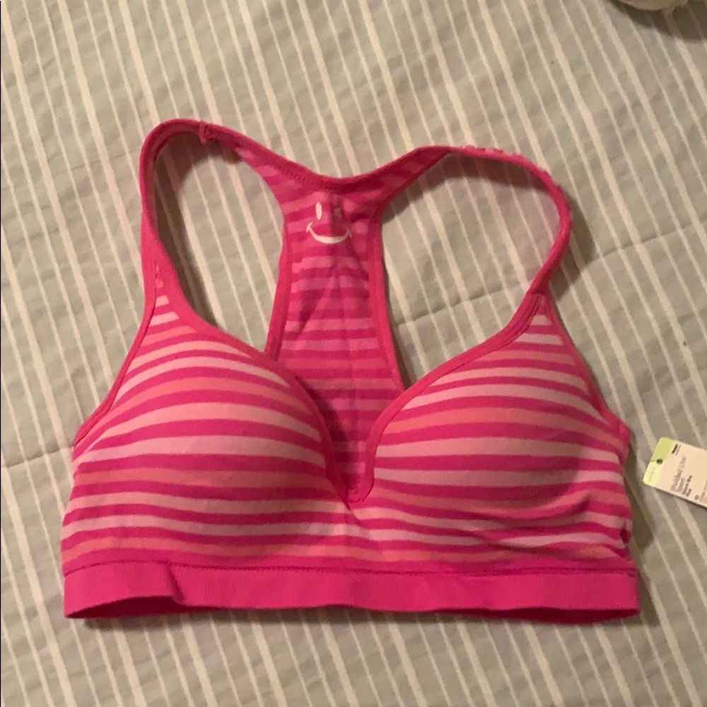 36B Striped Pink Push-up Sports Bra